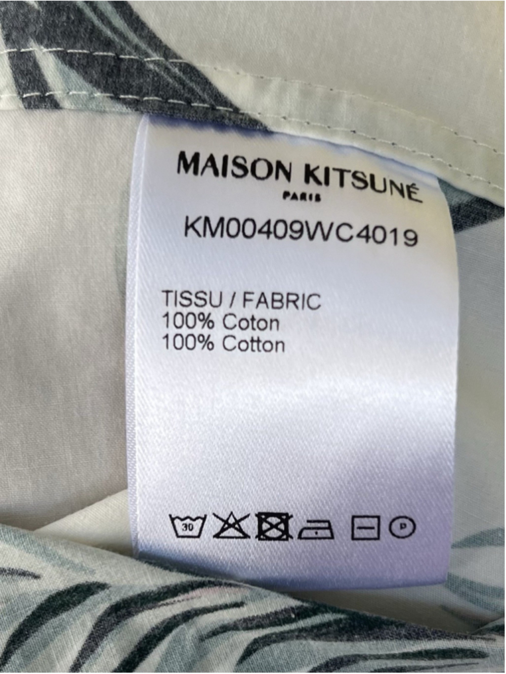 Maison Kitsune Botanical Print Short Sleeve Hawaiian Shirt L Casual Vacation - Picture 8 of 8